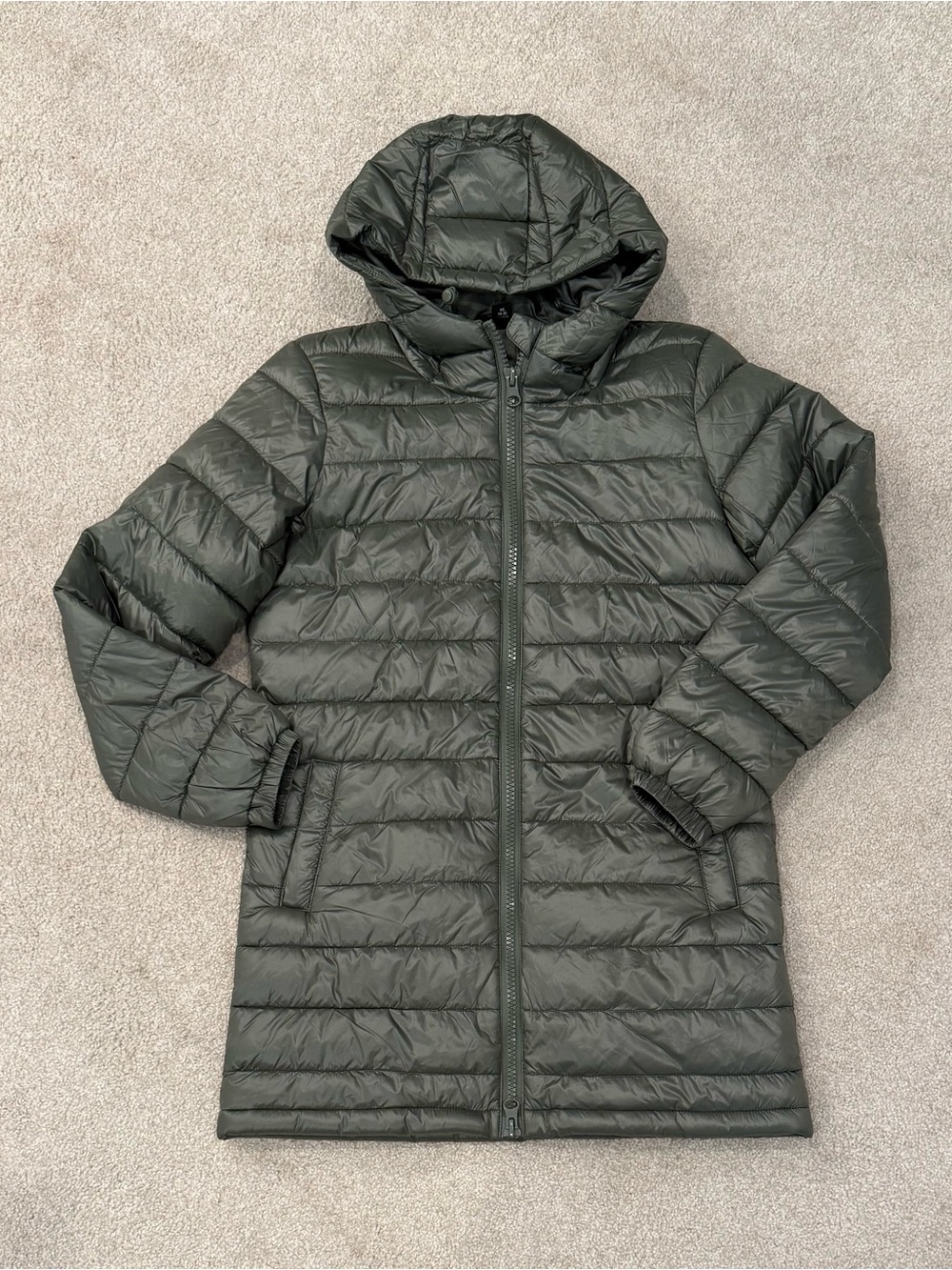 Swiss Tech Women's Hooded Puffer Coat - Olive Green
